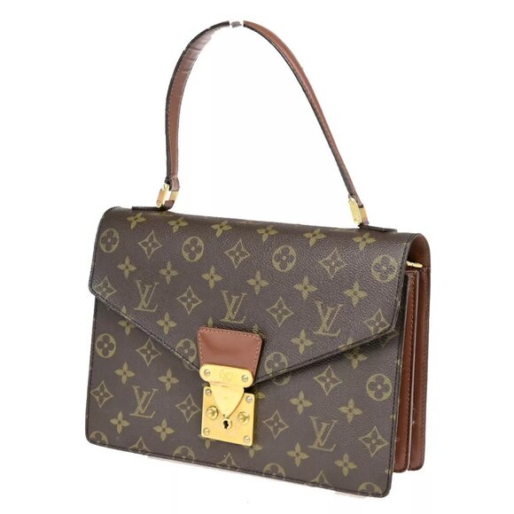 LOUIS VUITTON Concorde Hand Bag Monogram Leather Brown France - Picture 1 of 16
